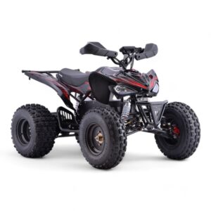 Shredder 72v 3000w Black and Red Quad - Front-Right Angled View
