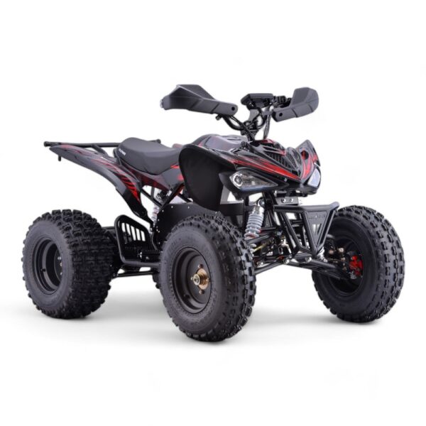 Shredder 72v 3000w Black and Red Quad - Front-Right Angled View