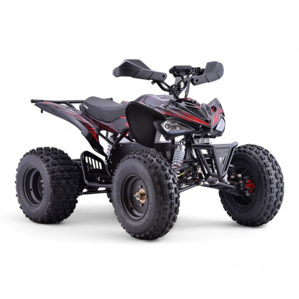 Shredder 72v 3000w Black and Red Quad - Front-Right Angled View
